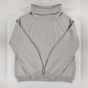 Allude Womens Cashmere Long Sleeves Turtleneck Roll Collar Sweater Gray Large